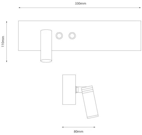 Faretto da parete a LED RESORT LED/10W/230V + LED/3W, nero, lato sinistro