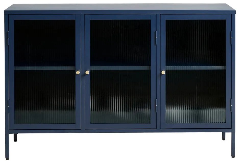 Vetrina in metallo blu Bronco, altezza 85 cm - Unique Furniture