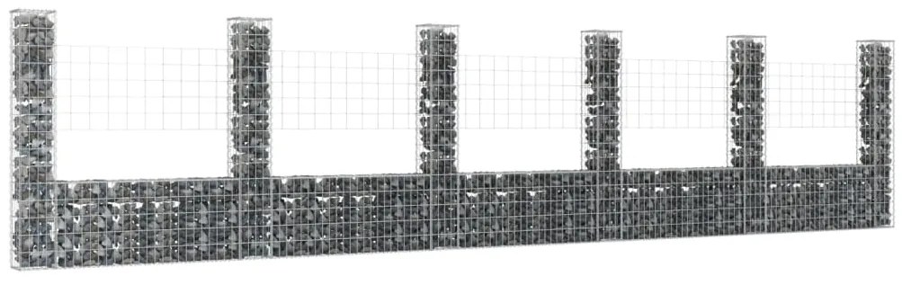 Cesto Gabbione A U Con 6 Pali İn Ferro 620x20x150 Cm /