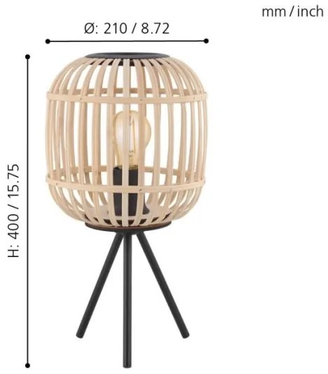 Eglo 43218 - Lampada da tavolo BORDESLEY 1xE27/28W/230V