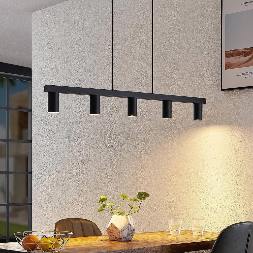 Lampada a sospensione Baliko Lindby, dimmerabile, Nero, Soggiorno / Sala da pranzo, Metallo, Moderno, Lampada a sospensione