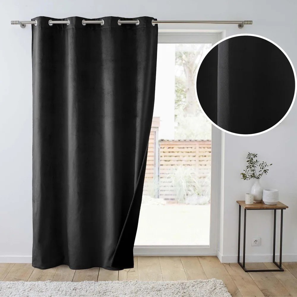 Tenda termoisolante nera in velluto 140x260 cm Polarchic – douceur d'intérieur