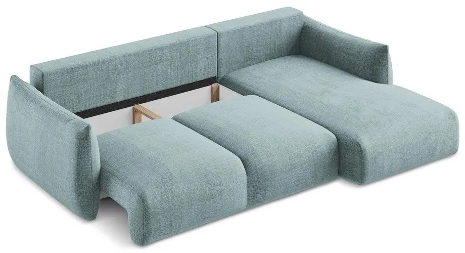 Divano angolare blu allungabile (con penisola a destra/con chaise lounge) Leila – Makamii