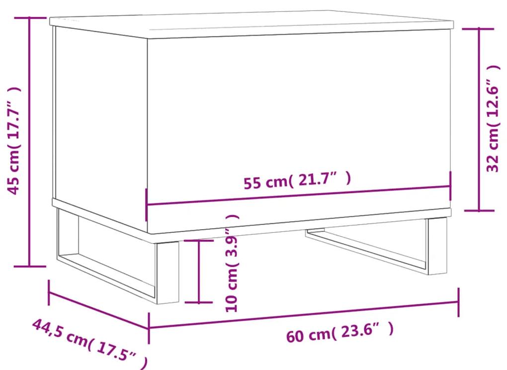 Tavolino da Salotto Bianco 60x44,5x45 cm in Legno Multistrato