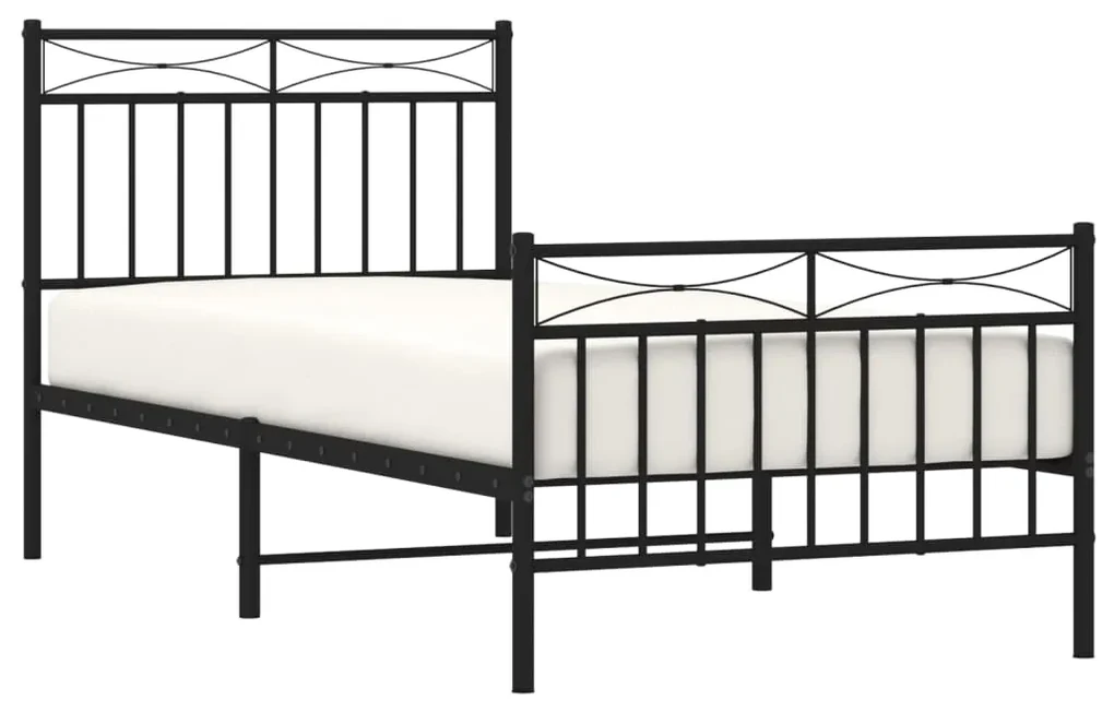 Giroletto con testiera e pediera metallo nero 90x200 cm