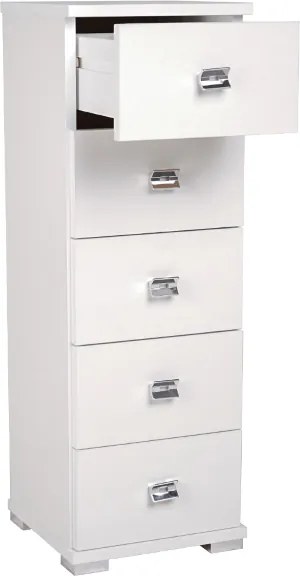 Cassettiera in legno con 5 cassetti 32x91h cm Bianco Frassinato