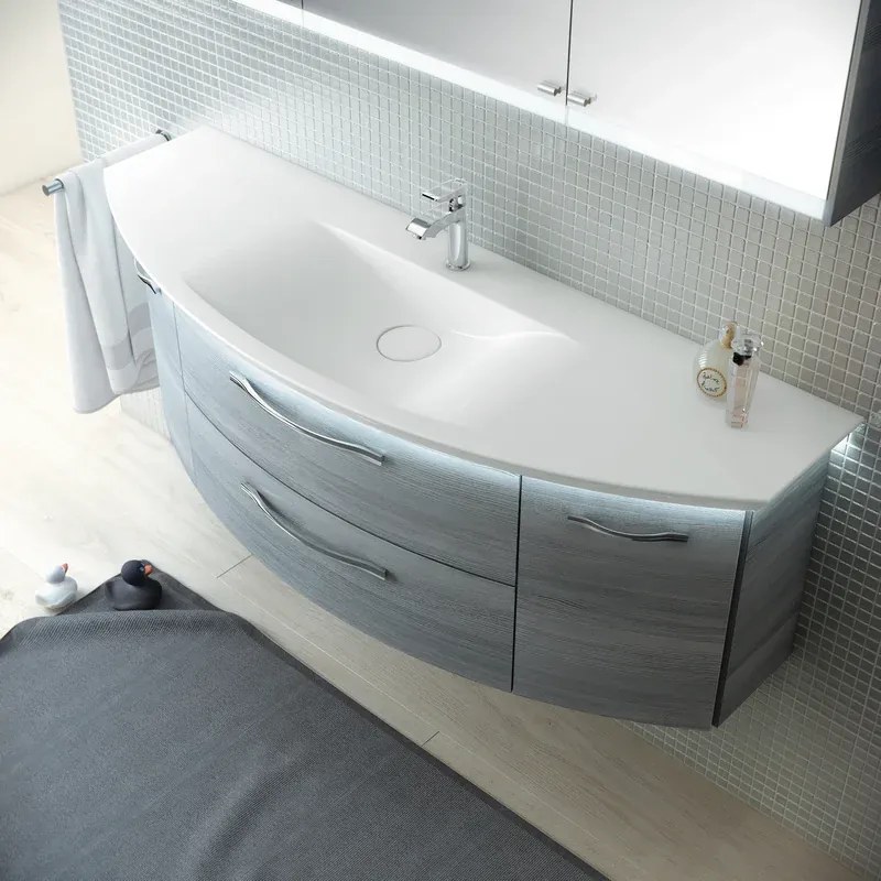 Mobile sottolavabo e lavabo Cassca per vasca centrale grigio sangallo 2 cassetti