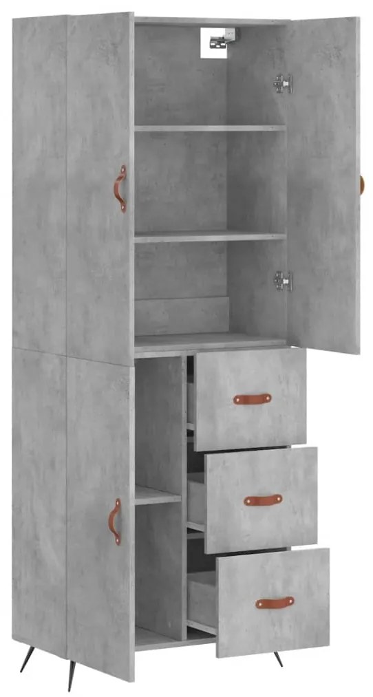 Credenza grigio cemento 69,5x34x180 cm in legno multistrato