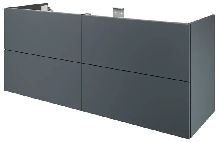 Mobile da bagno sotto lavabo SENSEA Neo grigio laccato lucido L 150 x H 64 x P 48 cm 4 cassetti, lavabo non incluso
