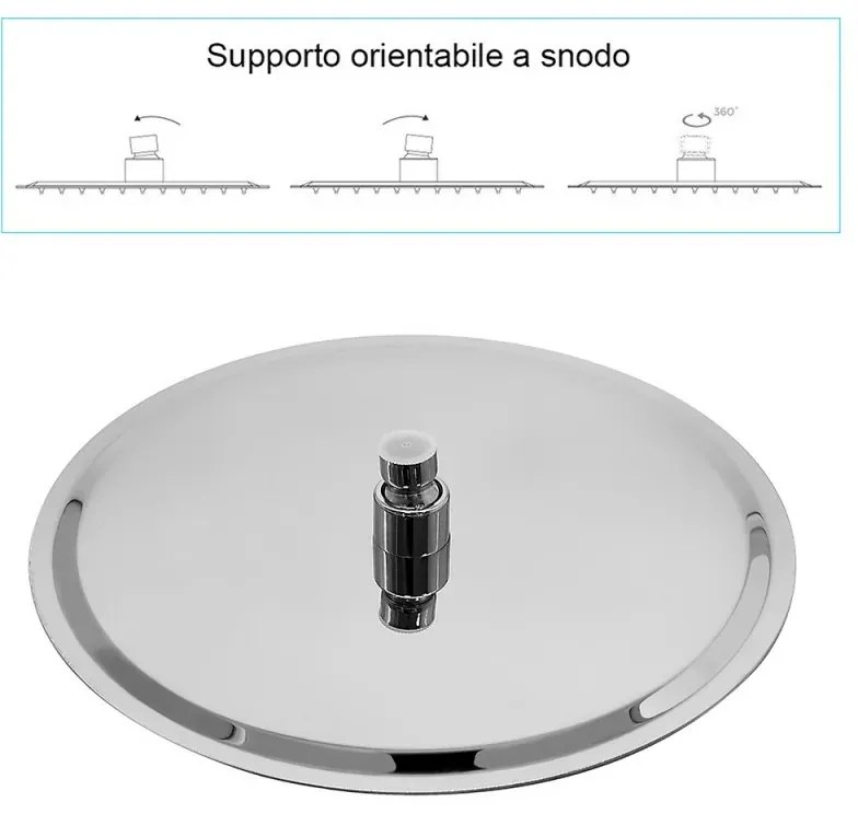 Kit doccia incasso cromato completo di soffione 25 cm inox e kit doccetta Recta
