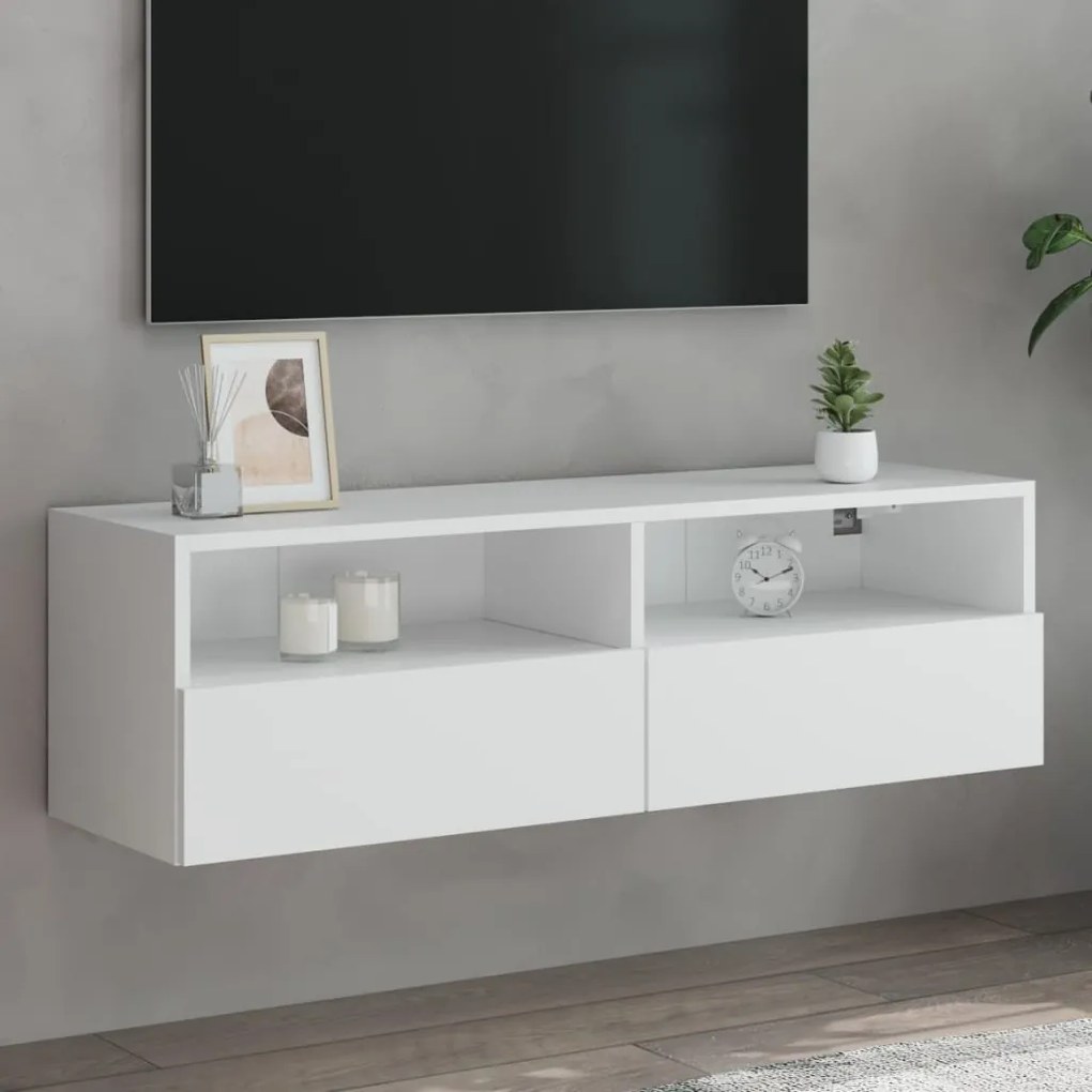 Mobile Tv A Parete Bianco 100x30x30 Cm İn Legno Multistrato /
