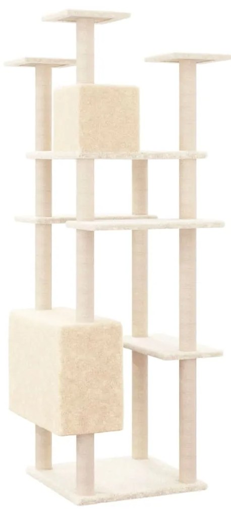 Albero per gatti con tiragraffi in sisal crema 162 cm