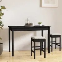 Tavolo da Pranzo Nero 110x55x75 cm in Legno Massello di Pino 814253