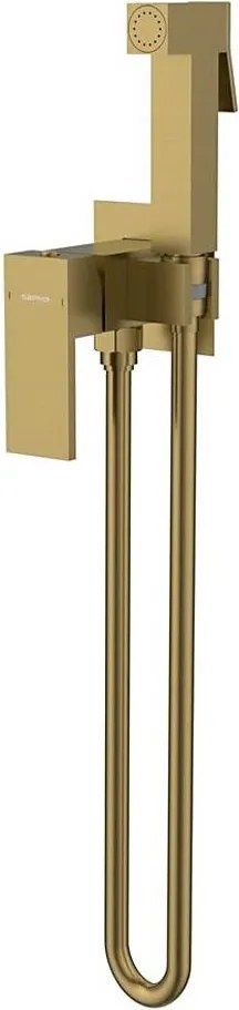 Sapho - Miscelatore per bidet con doccetta per installazione ad incasso CUBEMIX oro opaco