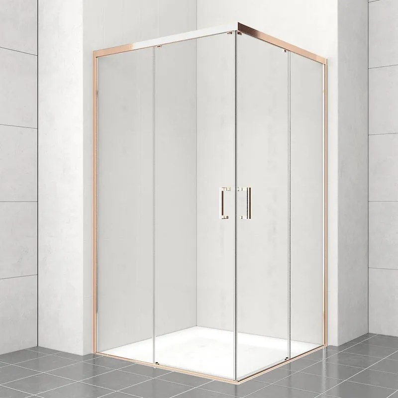 Lato per box doccia angolare scorrevole dritto H 200 x L 70 cm, sp 6 mm dorato vetro senza finitura / trasparente