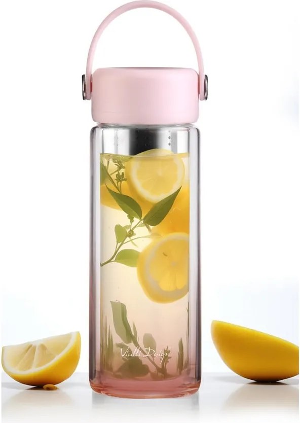 Bottiglia rosa in vetro 350 ml Fuori – Vialli Design