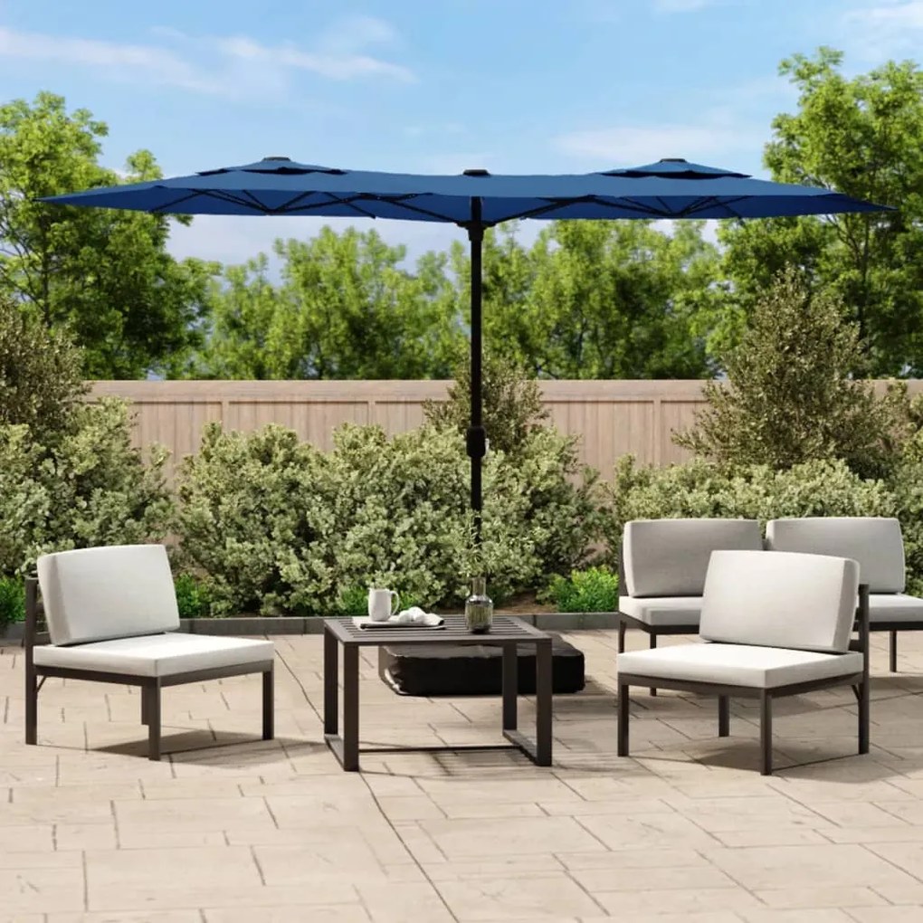 Ombrellone A Doppia Testa Con Led Azzurro 316x240 Cm /