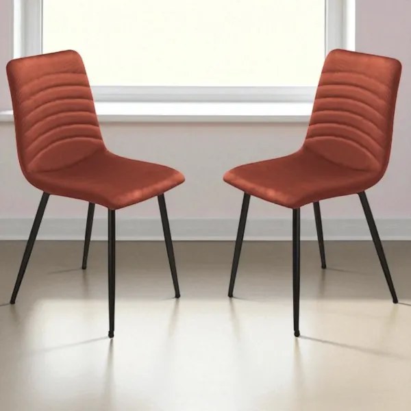 Sedia imbottita in tessuto cannettato Ruggine CANNETO 2 sedie