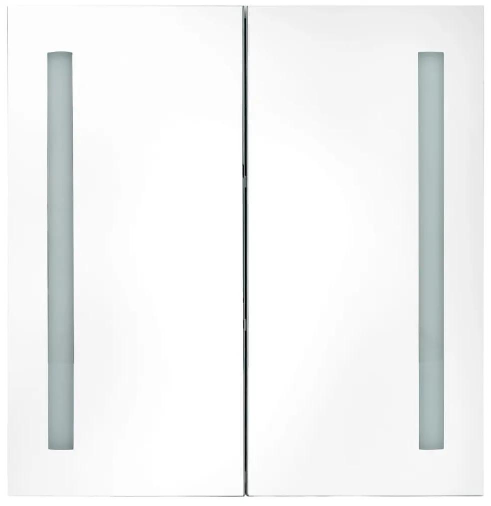 Armadietto bagno con specchio e led grigio cemento 62x14x60 cm