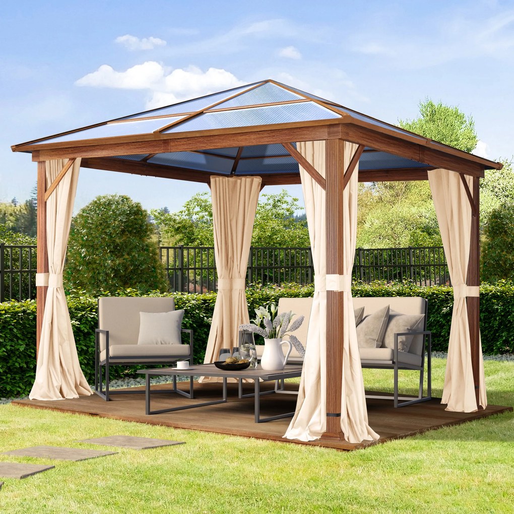 TOOLPORT Gazebo da giardino Hardtop Forest Deluxe crema, 3x3 m, look rovere - (301345)