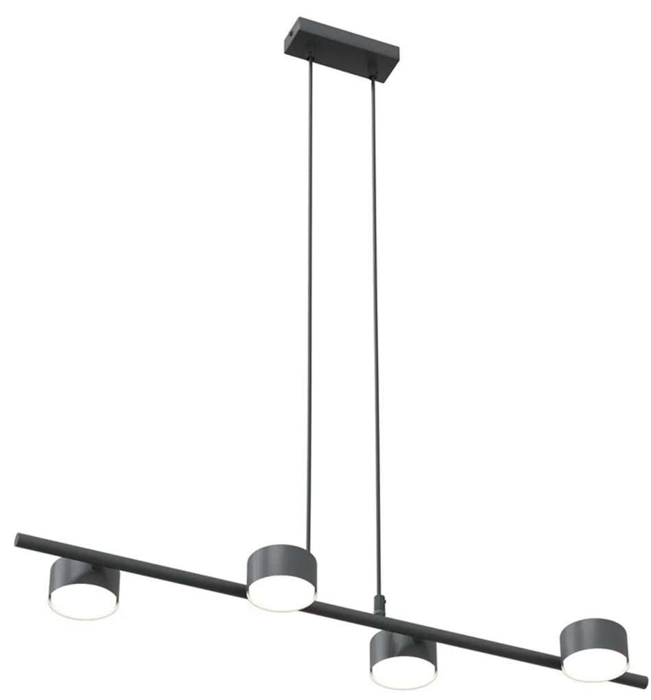 Lampadario Minimal Hermes Acciaio Nero 4 Luci Gx53 Ip20