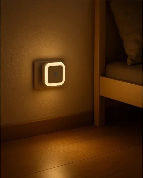 Luce notturna a LED con sensore di movimento e sensore crepuscolare LED/0,5W/230V bianco