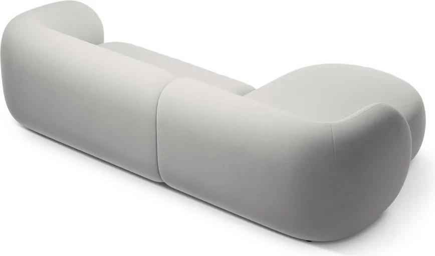 Divano angolare grigio chiaro (con penisola a sinistra/con chaise lounge) con rivestimento in velluto Kate – Micadoni