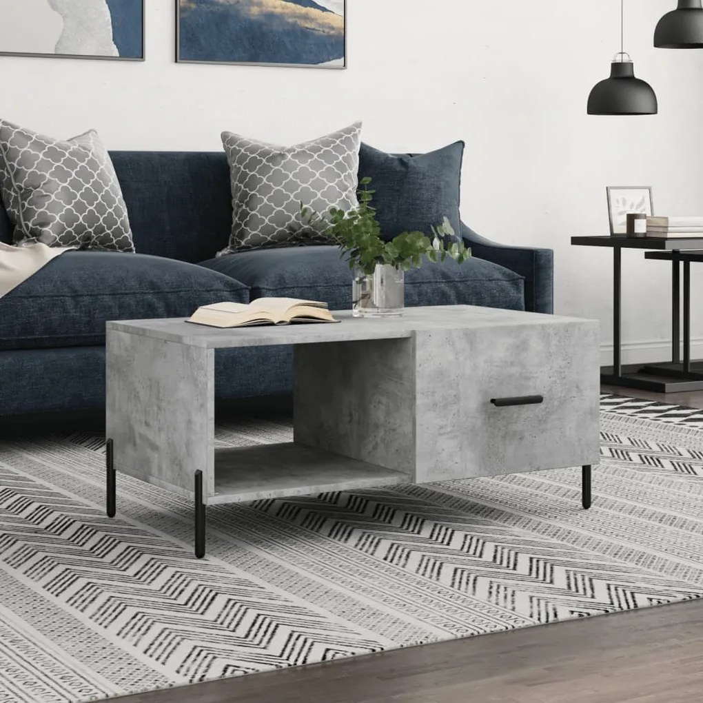 Tavolino Da Salotto Grigio Cemento 90x50x40cm Legno Multistrato /