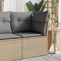 Divano Giardino Senza Braccioli con Cuscini Beige in Polyrattan 366100