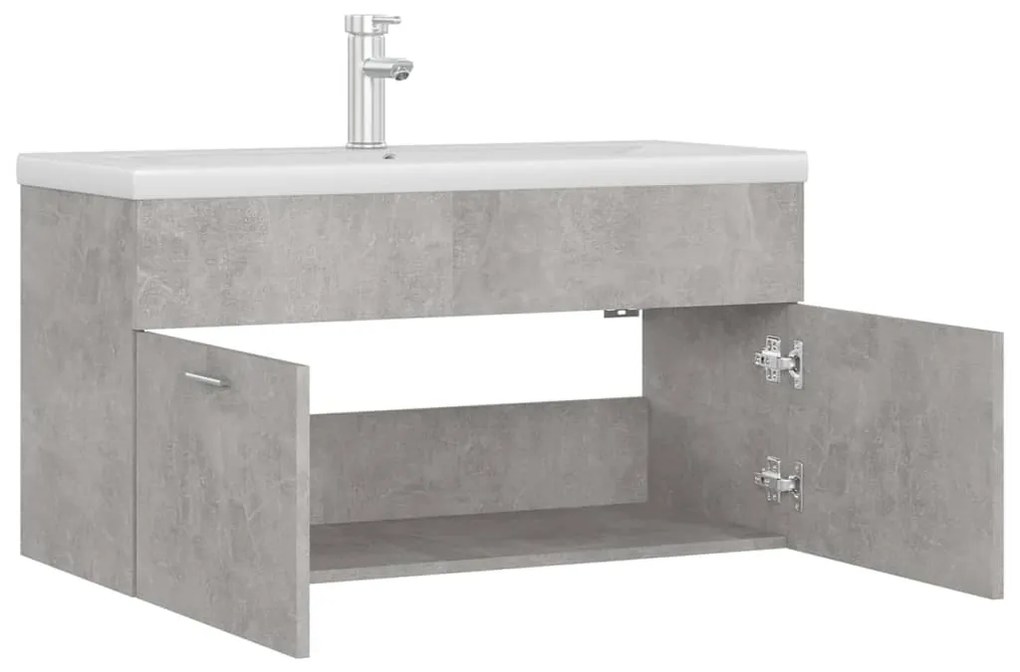 Mobile con lavabo integrato grigio cemento in legno multistrato