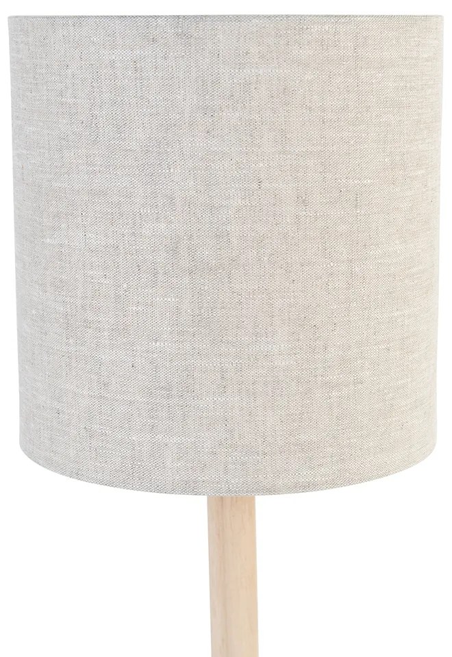 Lampada da tavolo rustica in legno con paralume marrone chiaro - Mels