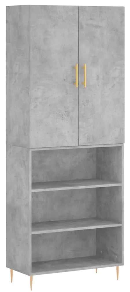 Credenza Grigio Cemento 69,5x34x180 cm in Legno Multistrato