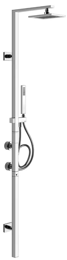 Miscelatore Termostatico a muro con soffione deviatore flessibile 150 cm e doccetta anticalcare Cromo Rettangolo Shower 23405 Gessi