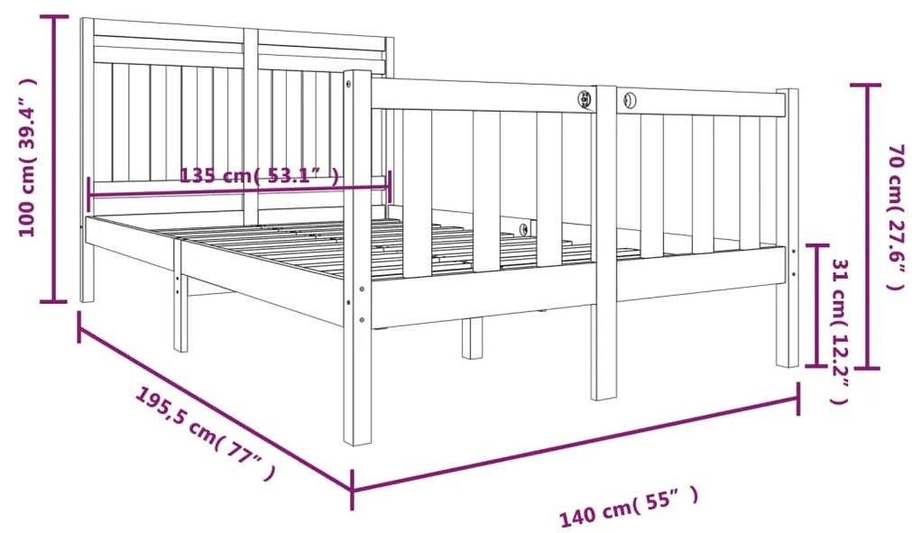 Giroletto 135x190 cm Double in legno Massello