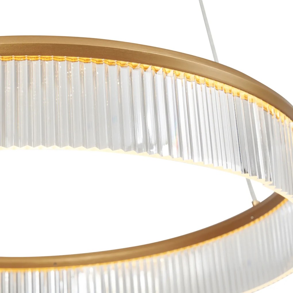 Lampada a sospensione moderna ottone 59cm incl. LED dimmerabile a 3 livelli - Anello Chandelier