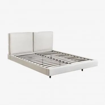 Letto Imbottito Kezia Tessuto Bianco Antico & 160 X 200 Cm - Sklum