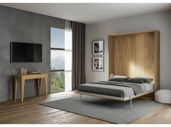 Letto a scomparsa verticale matrimoniale 160 cm Quercia KENTARO