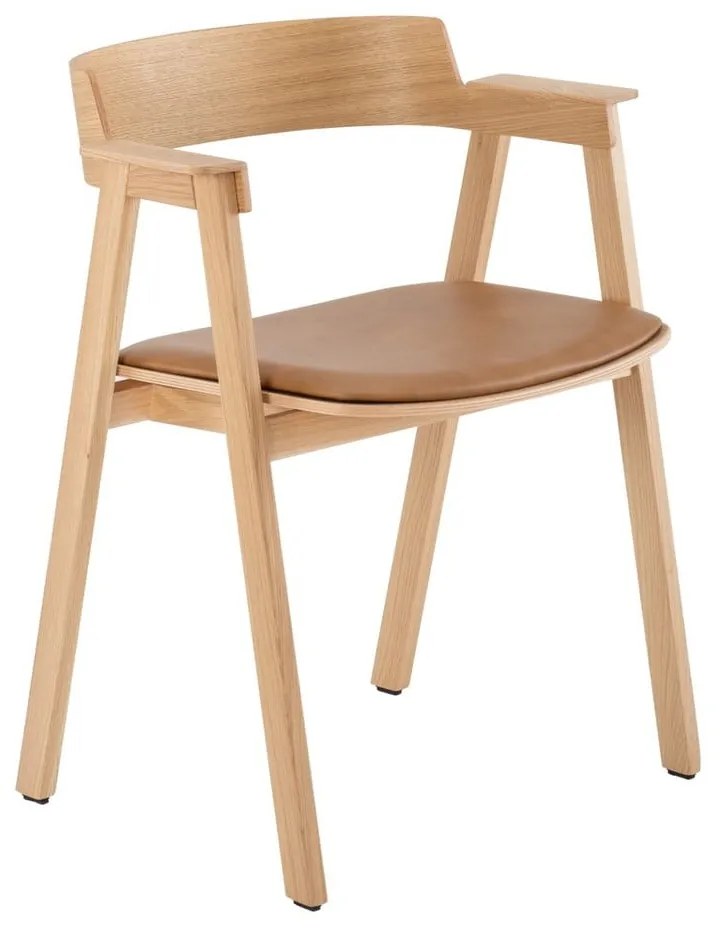 Sedia da pranzo marrone/di colore naturale in pelle con braccioli Flip – Gazzda