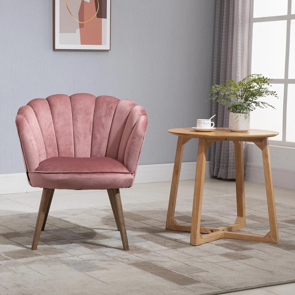 Poltrona Imbottita 66x72x79 cm in Velluto Rosa...