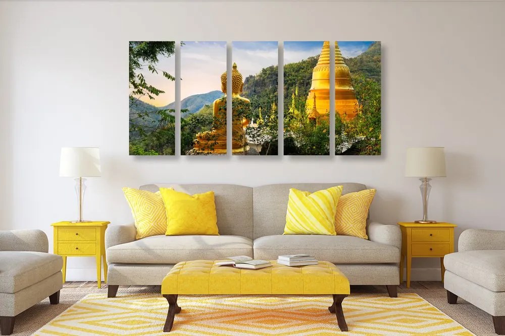 Quadri 5 pezzi – Vista sul Buddha dorato