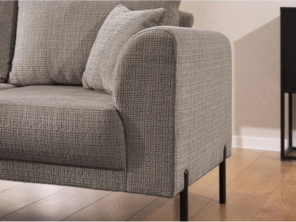 Divano angolare grigio tortora (con penisola a sinistra/a L) con rivestimento in ciniglia Mauris – Ropez