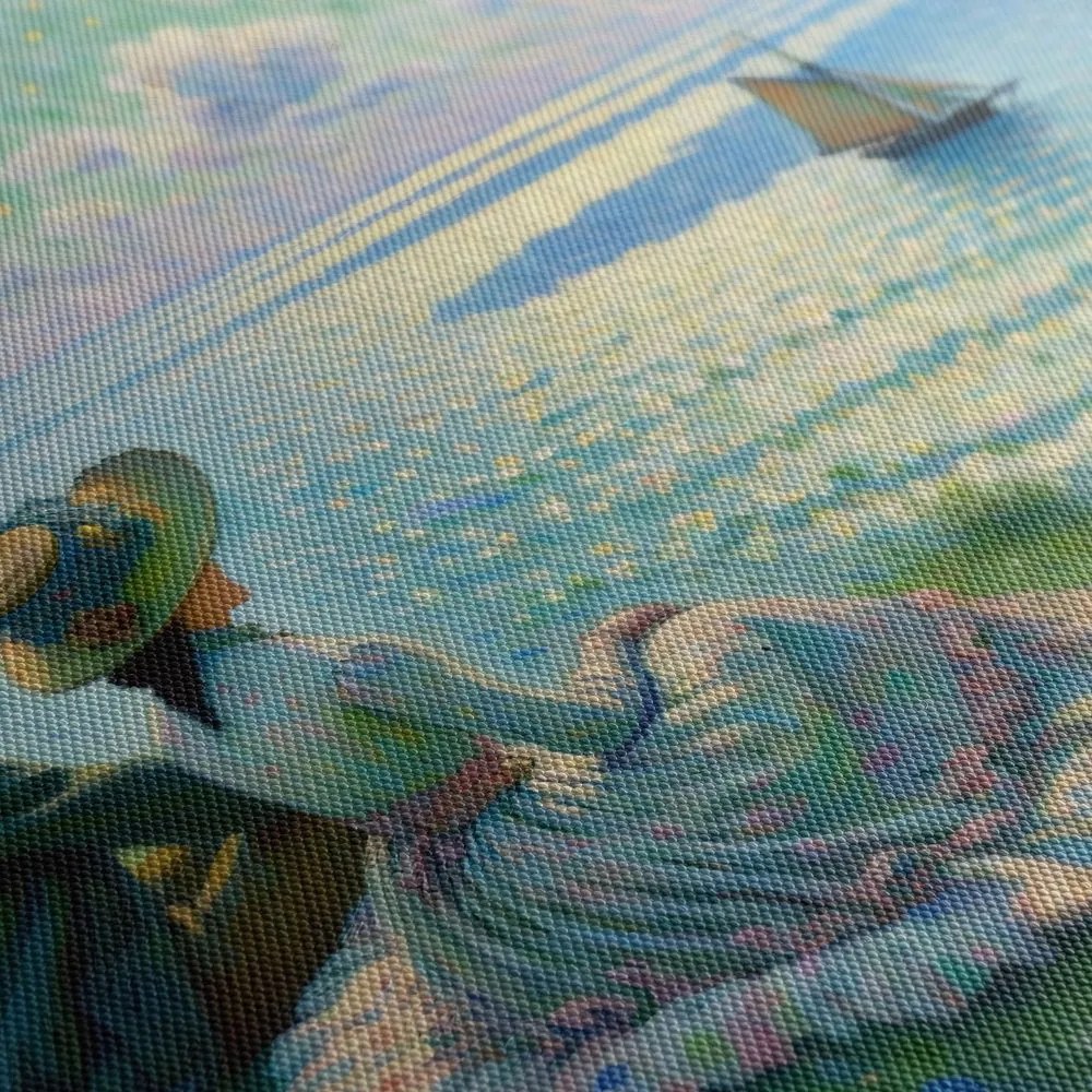 Quadro su tela – Coppia che osserva la barca a vela