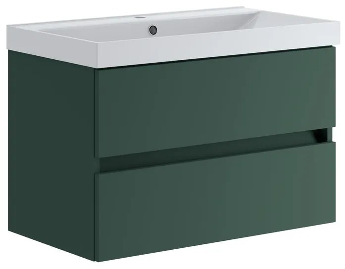 Mobile bagno con lavabo L 79.5 x H 50 x P 45.5 cm laccato opaco verde foresta 2 cassetti per vasca centrale Kora