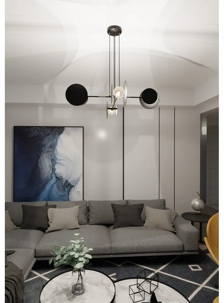 Lampadario a Sospensione in Acciaio IDEA 4 Nero/Bianco 4xE27 Colore del corpo Nero