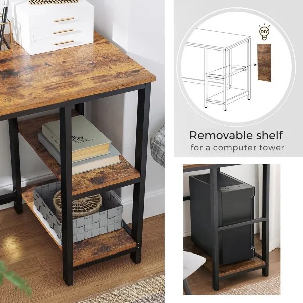 Scrivania angolare SOLEA marrone/nero