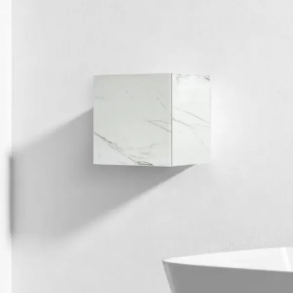Pensile cubotto sospeso con anta Marmo Bianco 30x30 cm