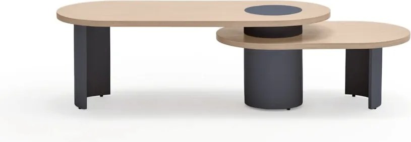 Tavolino da salotto blu/di colore naturale con effetto frassino 50x120 cm Nori – Teulat