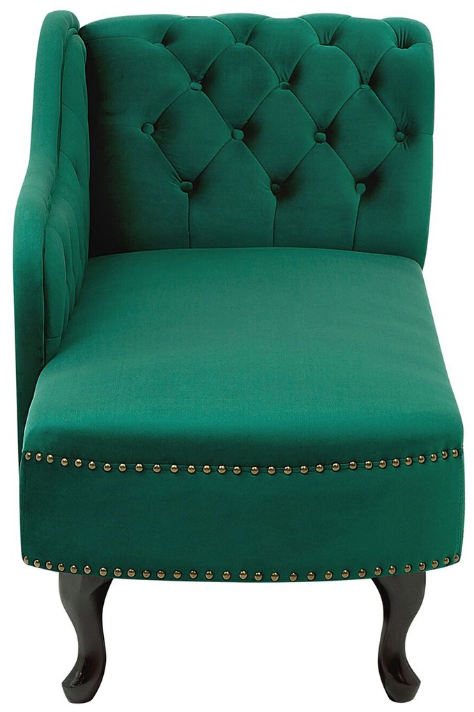 Chaise longue destra in velluto verde NIMES Beliani