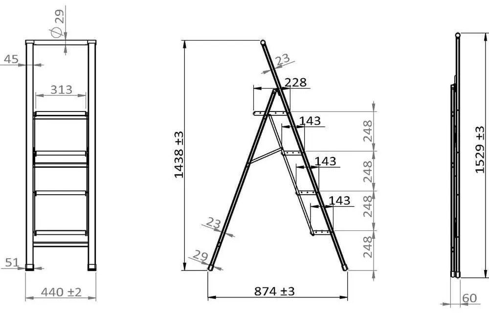 Scala a gradini pieghevole, altezza 153 cm - Wenko