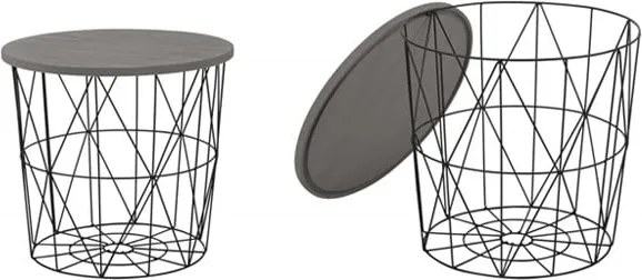 Tavolino da caffè Mariffa in nero-grigio - p 42 x h 41 cm